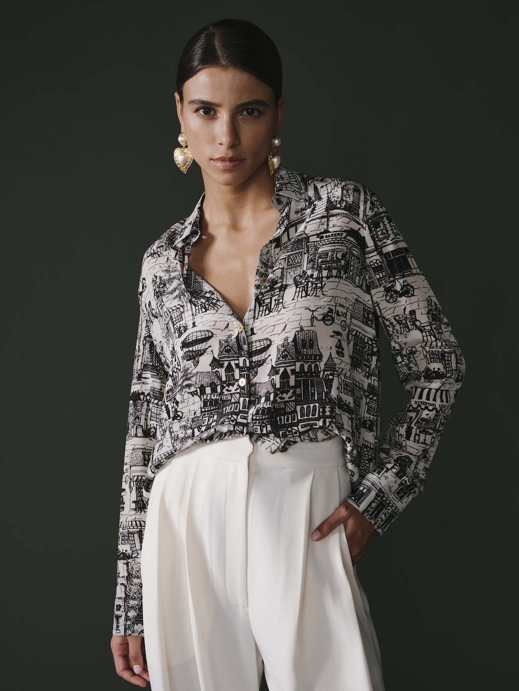 Pantalon blanc pour femme, tissu fluide 90% acétate et 10% spandex, coupe élégante