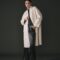 Manteau écru à strass pour femme en 100% laine, élégant et confortable.