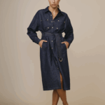 Robe femme bleu jean en lin et coton, fluide et légère.