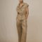 Pantalon beige femme en lin naturel, fluide et élégant.