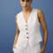 Gilet beige femme en lin, léger et élégant.