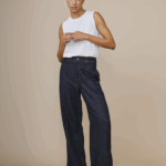 Top femme écru en laine, doux et confortable.